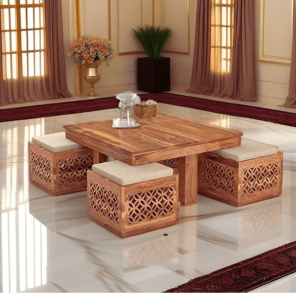 Mira Solid Wood Sheesham Nested Coffee Table Set