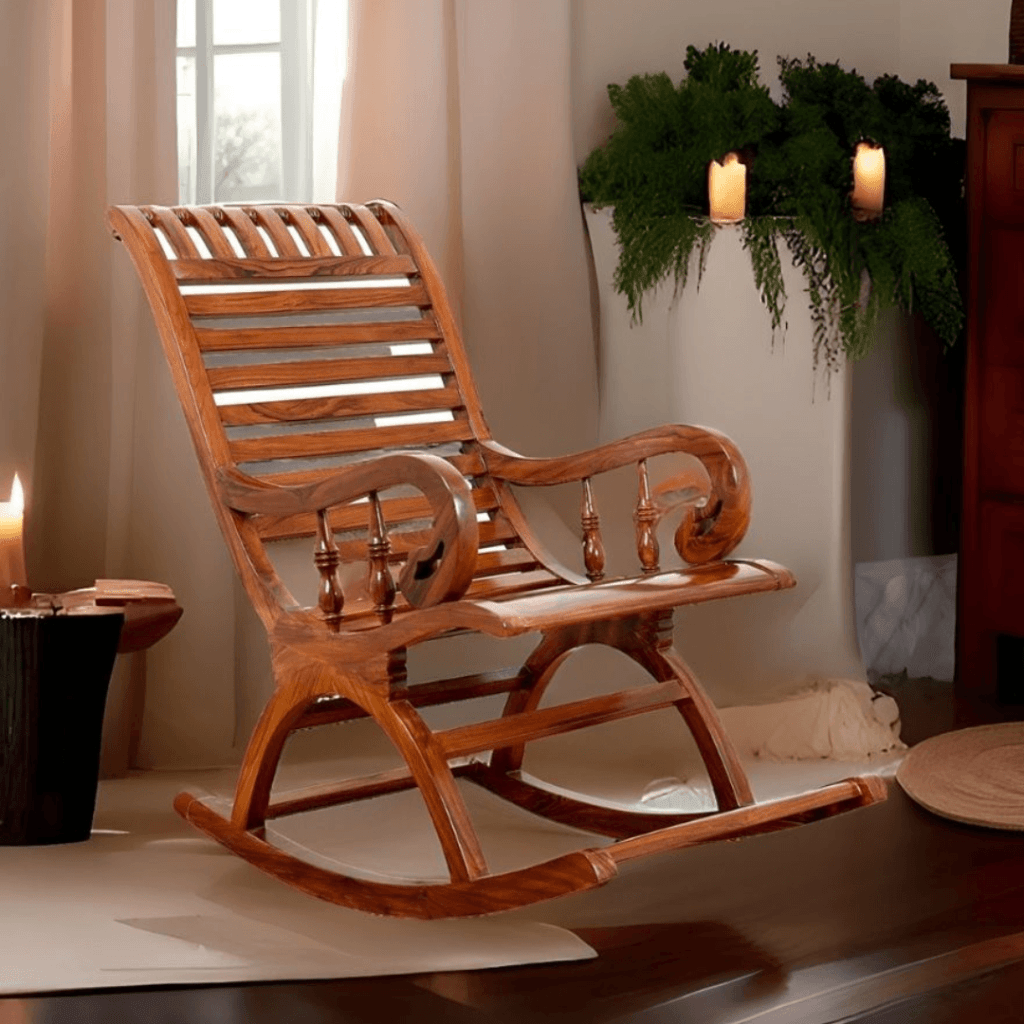 Dhara Solid Wood Sheesham Rocking Chair