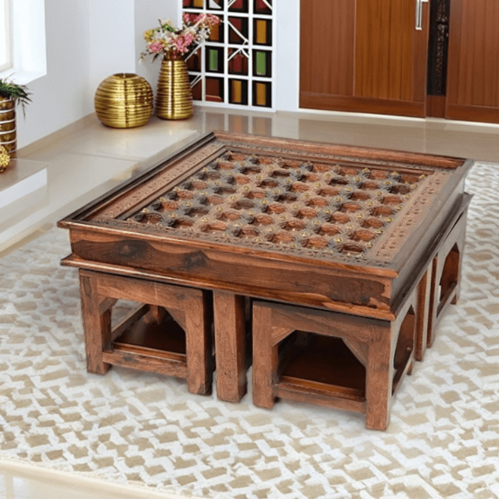 Tamra Solid Wood Sheesham Nested Coffee Table Set