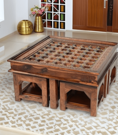 Tamra Solid Wood Sheesham Nested Coffee Table Set