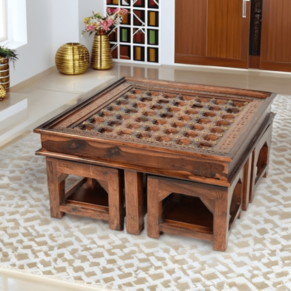 Tamra Solid Wood Sheesham Nested Coffee Table Set