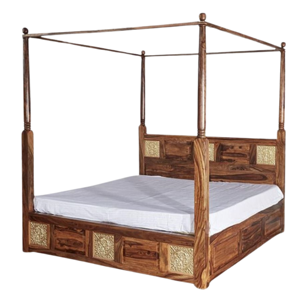 Swarn Solid Wood Sheesham Poster Bed (King Size)